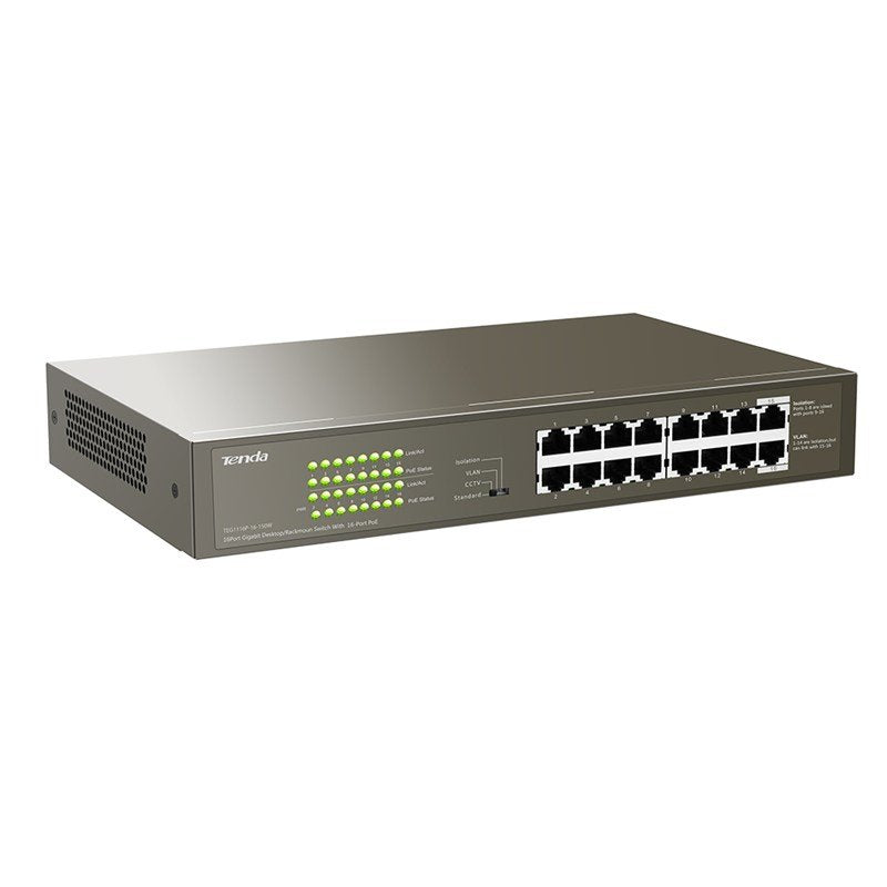 EAN 6932849431360 - Tenda TEG1116P-16-150W-EU switch No administrado Gigabit Ethernet (10/100/1000) Energía sobre Ethernet (P imagen 3