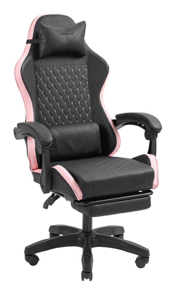 Silla Gamer Mars Gaming Mgcxbpk Negra Y Rosa Reclinable Reposabrazos Ajustable Reposapies Cojines