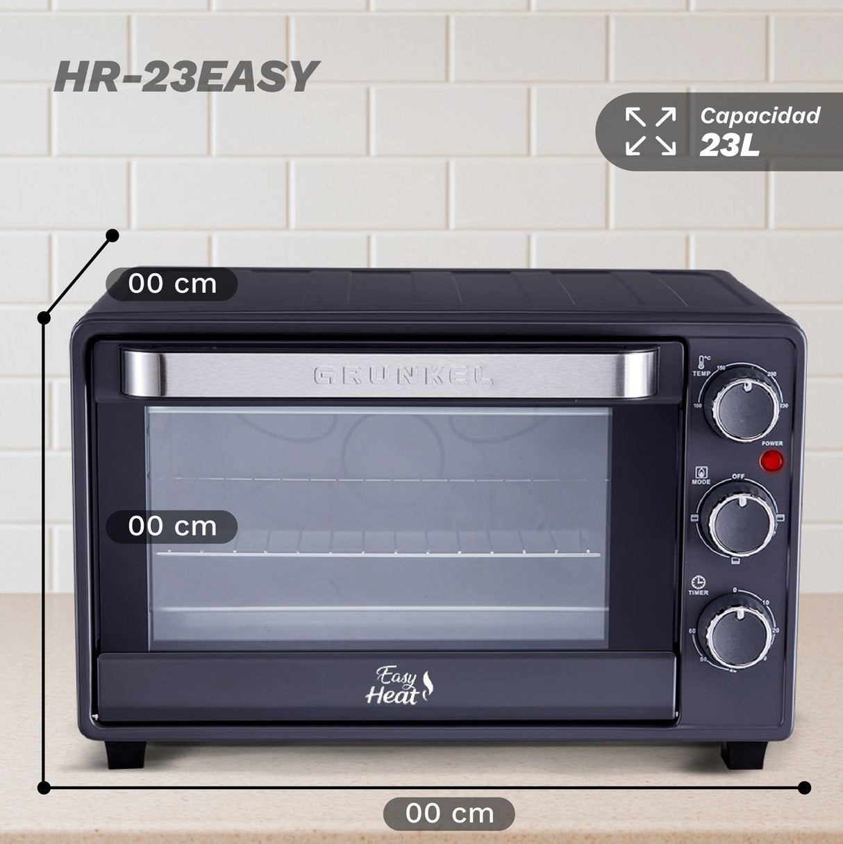 EAN 8426156019239 - Grunkel HR-23EASY horno 23 L 1600 W Negro, Acero inoxidable imagen 3