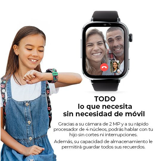 Savefamily Reloj Inteligente Infantil Savewatch Plus 2 - Pantalla Amoled - Carcasa Negra - Correa Silicona Negra