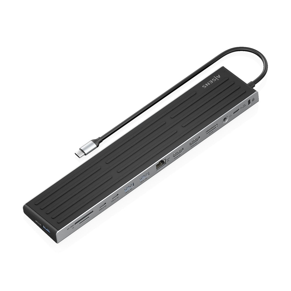 Aisens Usb-C Dock 13 En 1, Usb-C A 2xhdmi, 1xdisplayport, 1xrj45, 3xusb-A, 2xusb-C, 1xusb-C Pd, 1xsd, 1xmicro Sd, 1xaudio, 1xranura Kensington, 30cm