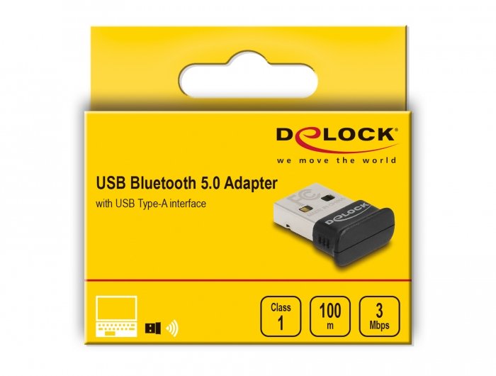 Delock Adaptador Usb Bluetooth 5.0 Clase 1 En Diseño Micro 100 Metros