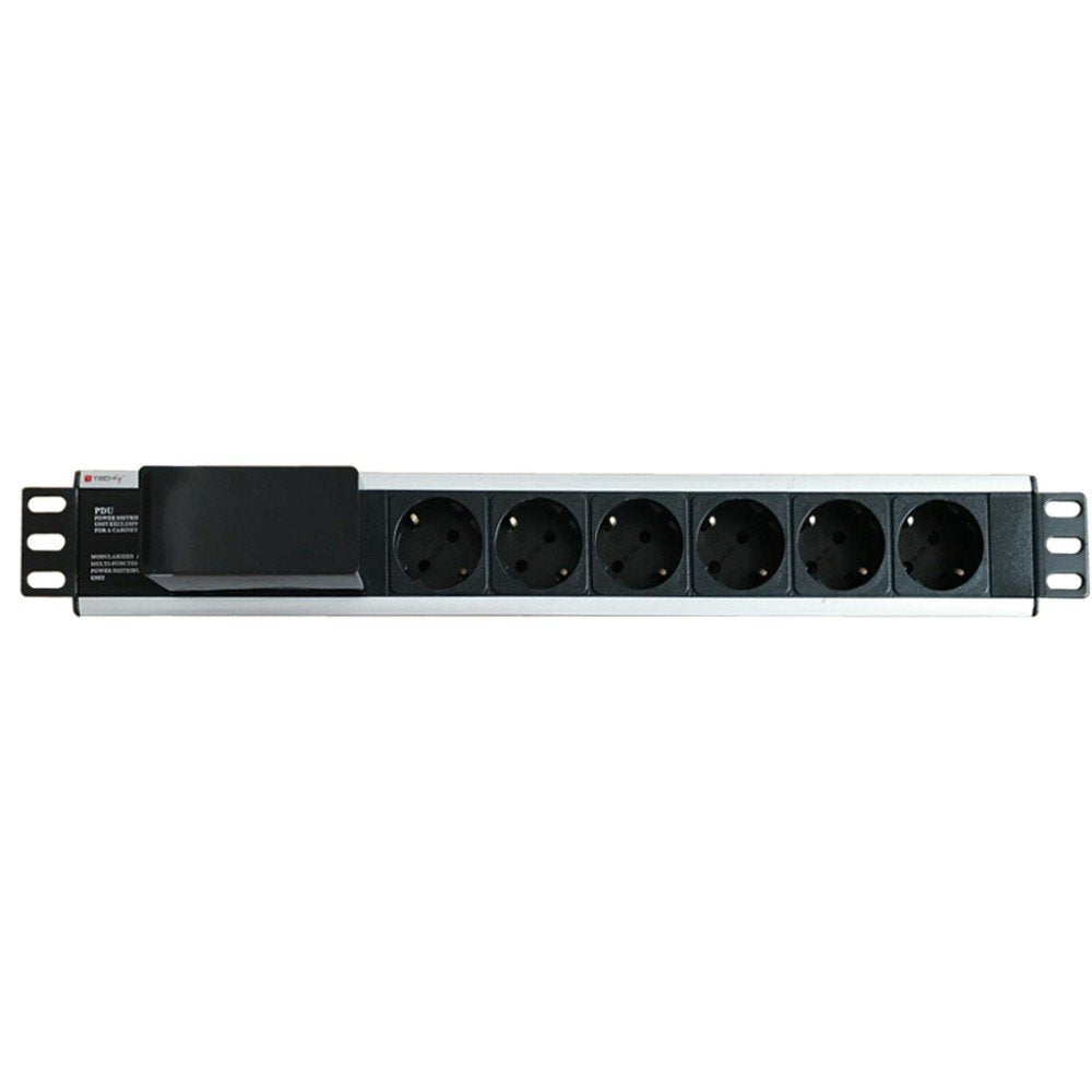 Techly I-Case Strip-16sh Regleta De Alimentación 19' 1.5u X6 - Enchufes Schuko