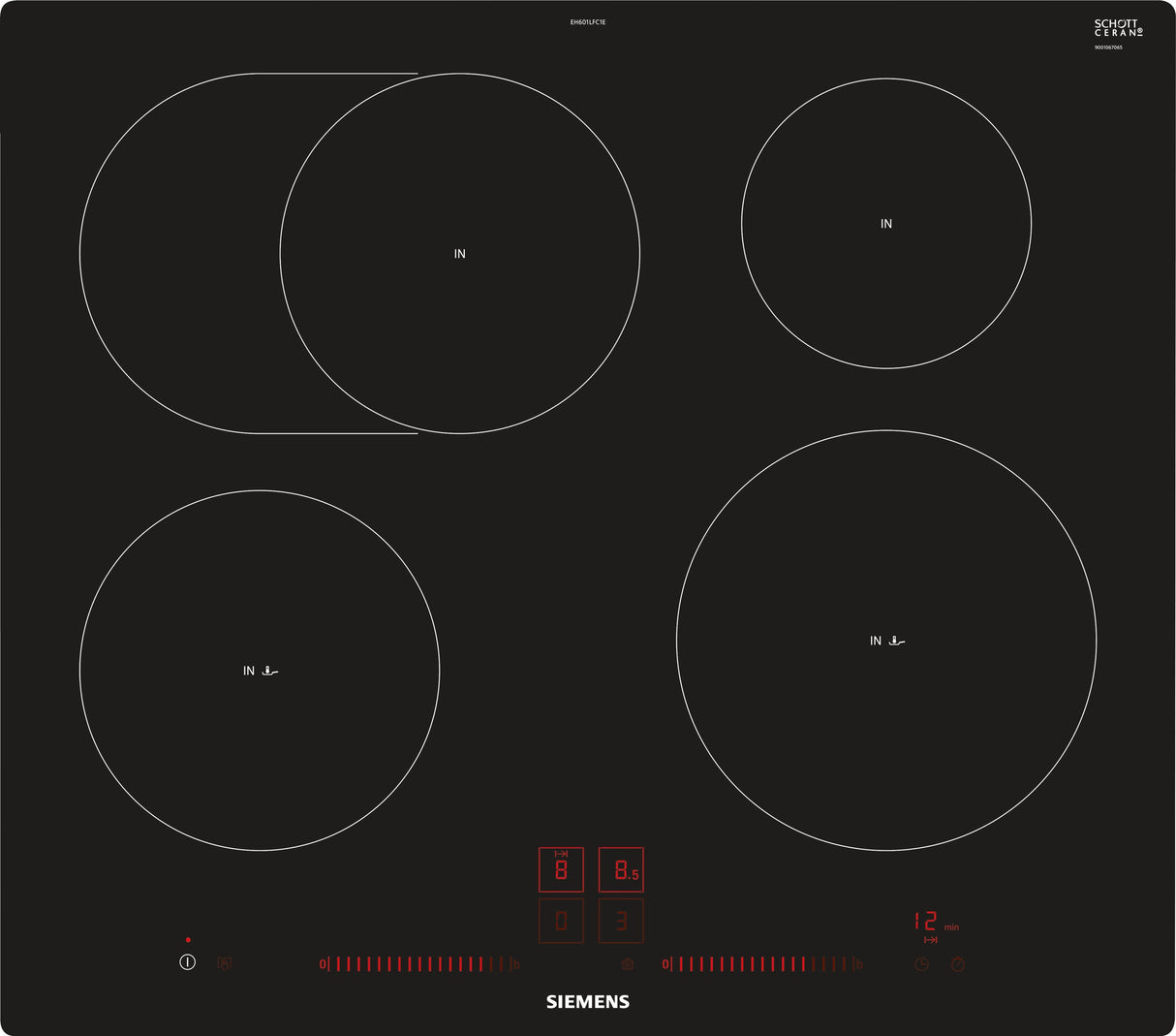 Siemens Eh601lfc1e Iq300, Placa De Cocina Independiente Negro Eh601lfc1e