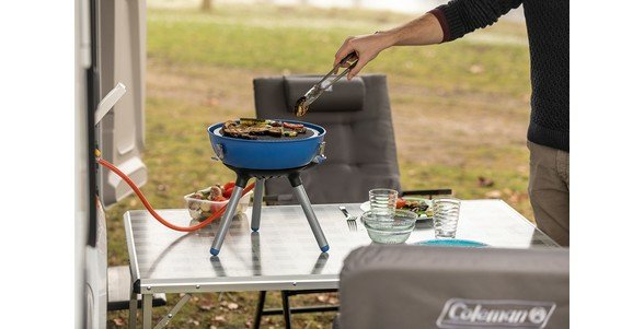 Campingaz Party Grill 400 Caravan Connect Cocina De Gas, Parrilla De Gas Negro/Azul, 30mbar, Con Conexión Para Caravana, Modelo 2023