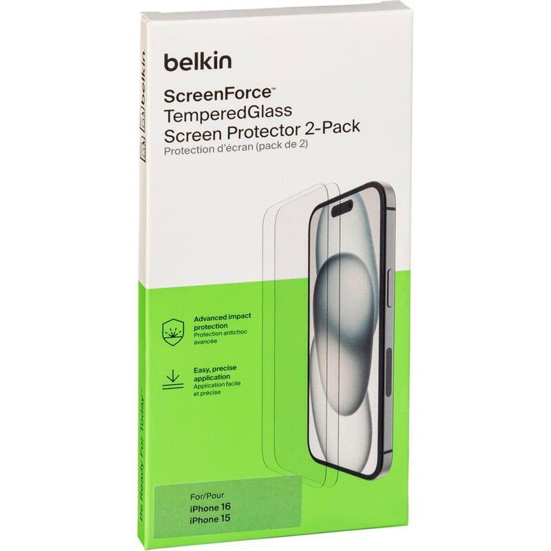2x1 Belkin Screenforce Temp.Gl. Displays. Iphone 16/15 Ova143zz