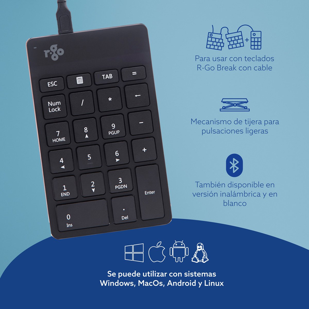 EAN 8719274491439 - R-Go Tools RGOCONMWDBL teclado numérico Universal USB imagen 7