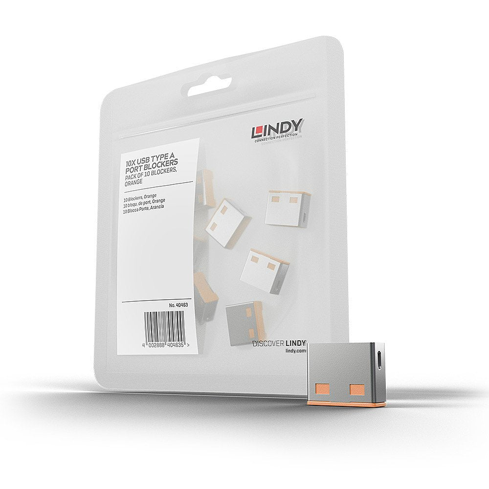 EAN 4002888404631 - Lindy 40463 bloqueador de puerto USB tipo A Naranja Acrilonitrilo butadieno estireno (ABS) 10 pieza(s) imagen 1