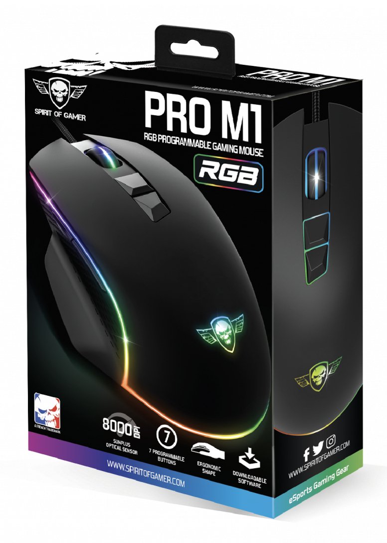 EAN 3700104455078 - Spirit of Gamer PRO-M1 ratón Juego mano derecha Óptico 8000 DPI imagen 7