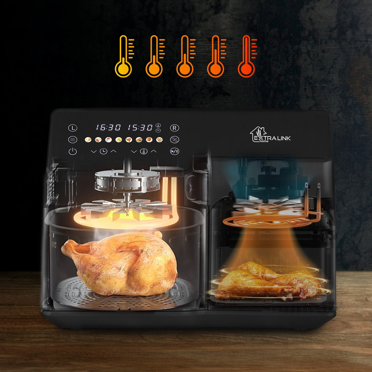 Extralink Home Air Fryer 10l (6l+4l) Eu Sj-1000 2500w