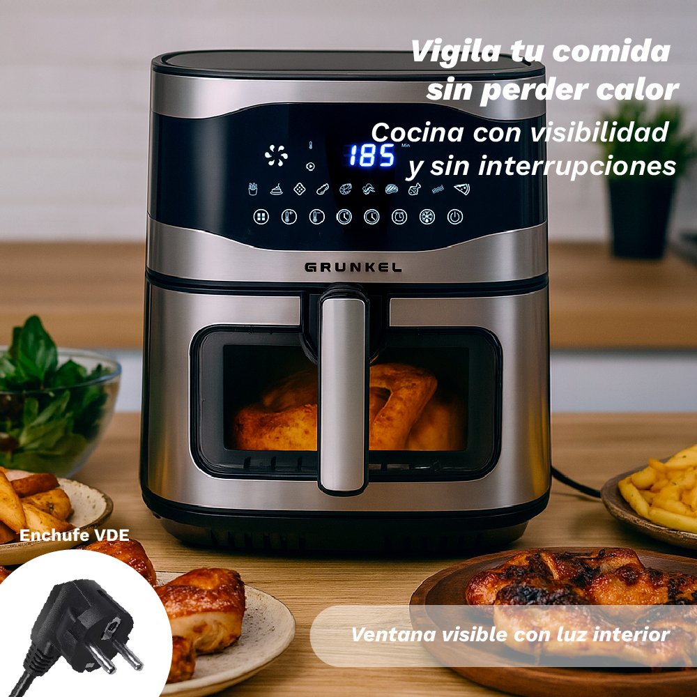 Freidora Por Aire Airfryer Sin Aceite Grunkel Maxisteelfryer 2200w Capacidad 9l
