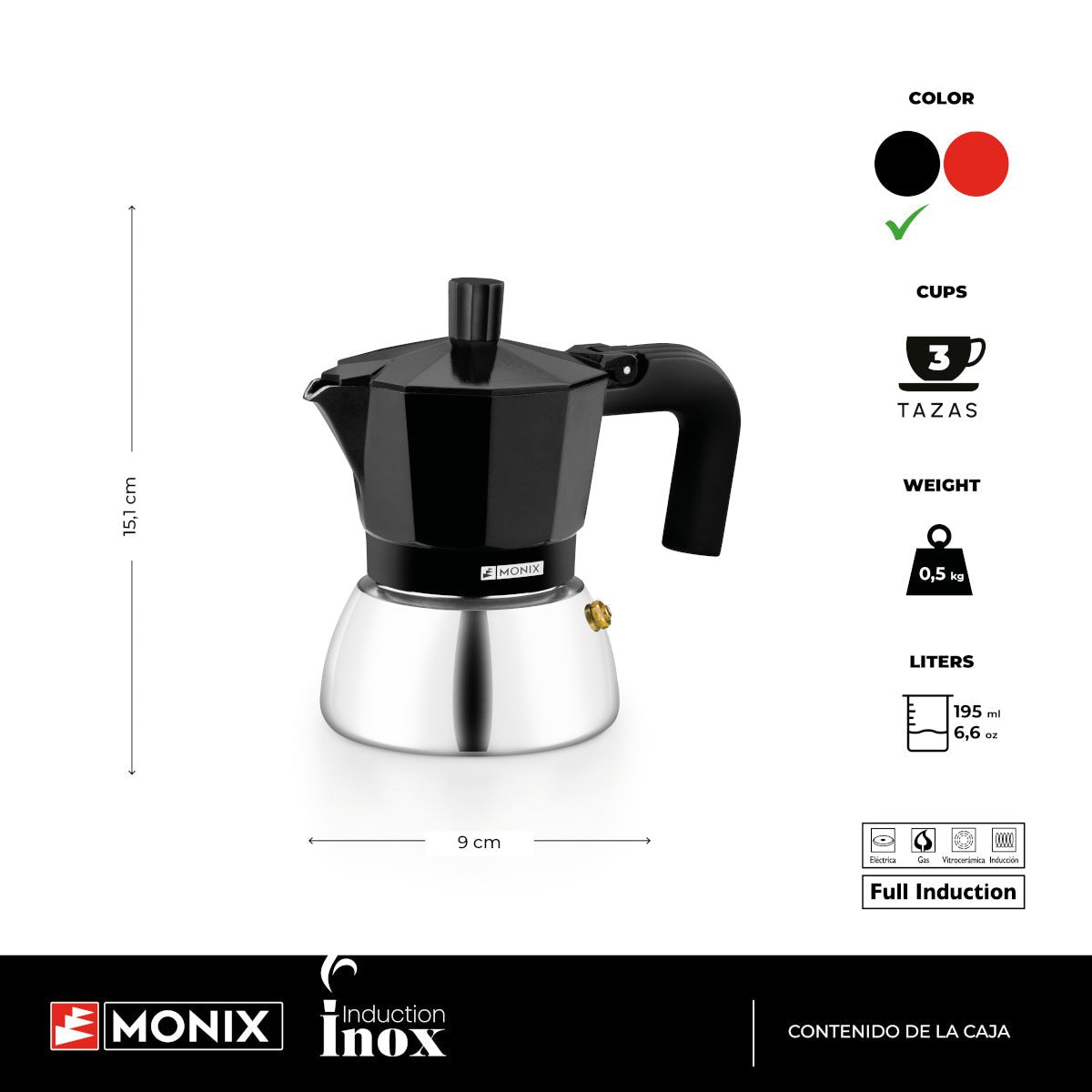 EAN 8435092433795 - Monix M863003 cafetera manual Cafetera italiana 0,195 L Negro imagen 2