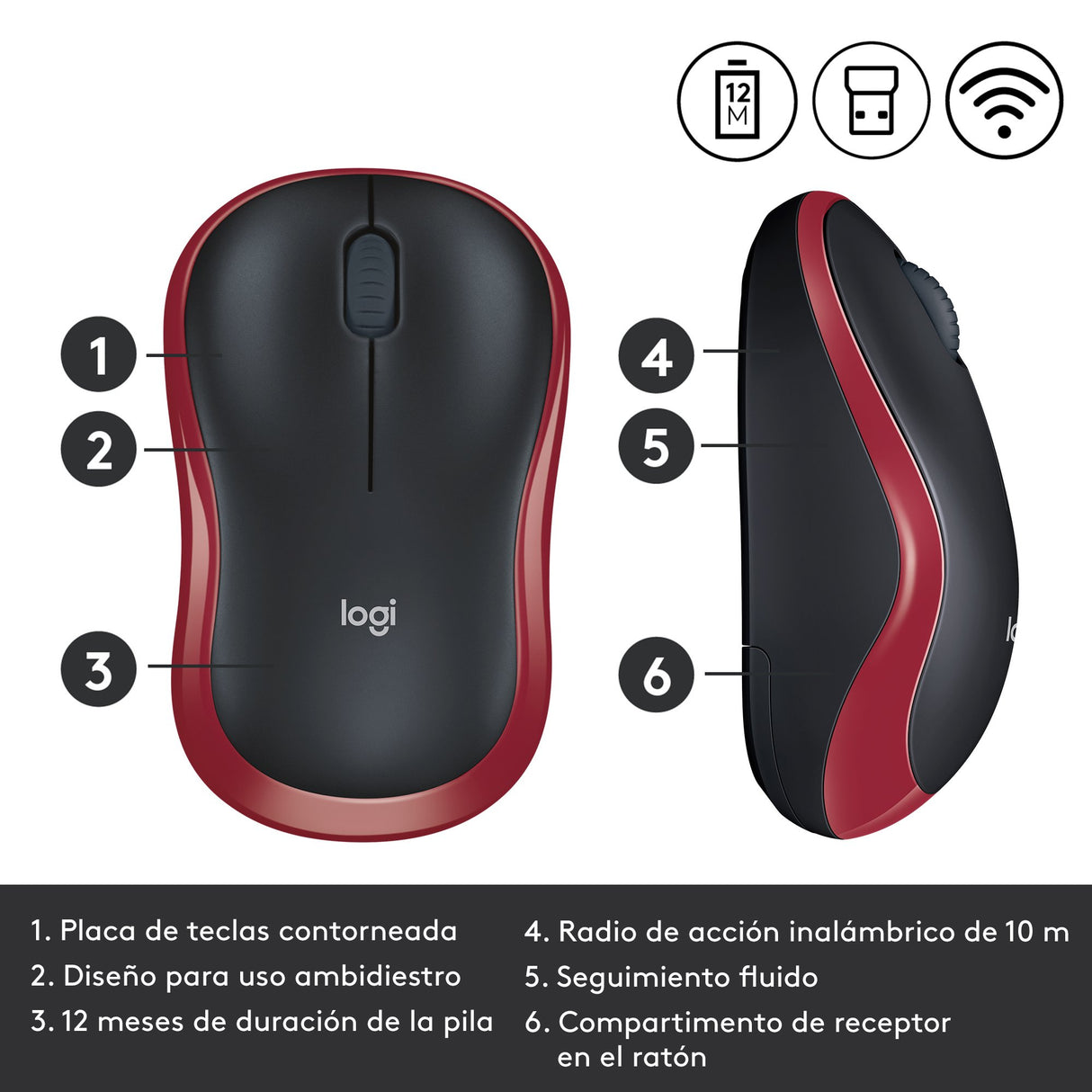 EAN 5099206028869 - Logitech 910-002240 ratón Oficina Ambidextro RF inalámbrico Óptico 1000 DPI imagen 16