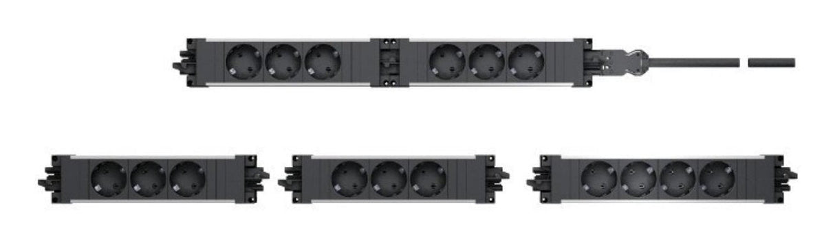 Regleta Bachmann Step Base De 3 Vías Negro/Rojo, Sin Cable, Sistema Enchufable Wieland