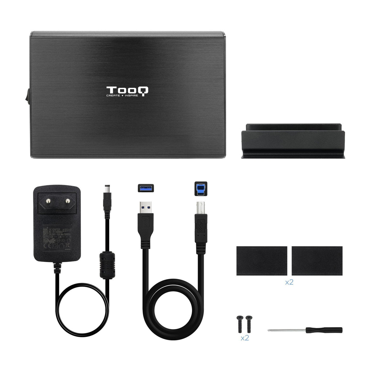 Tooq Carcasa Externa Hdd 3.5" Sata Usb 3.0/3.1 Gen1 Con Soporte - Negro