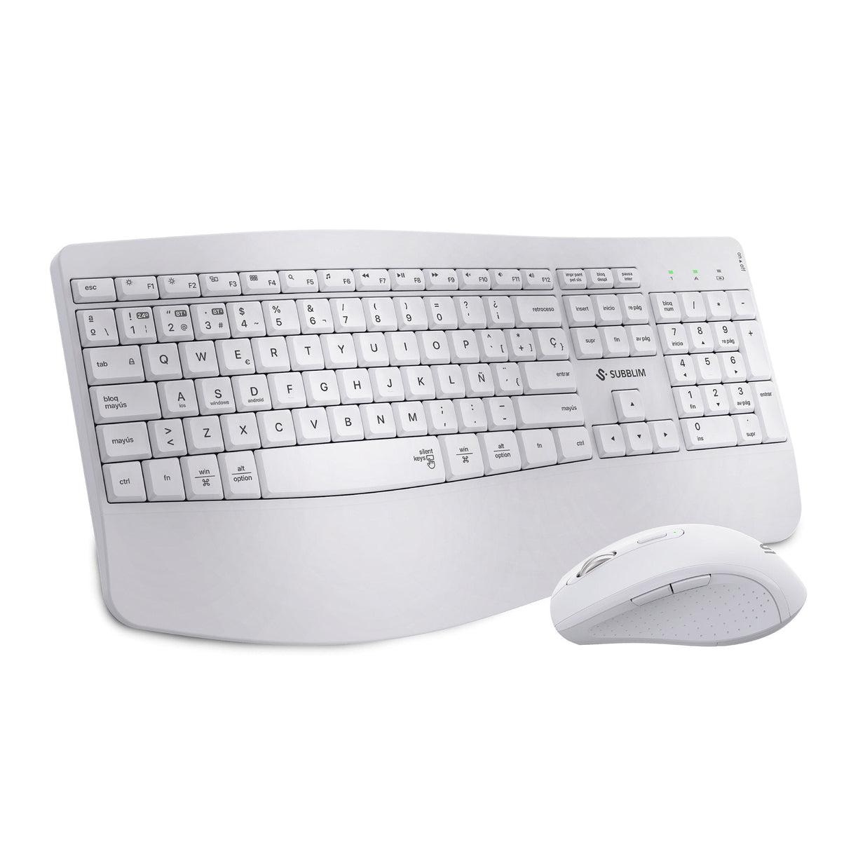 Combo Teclado Raton Subblim Prowave Inalamb Ergo Blanco
