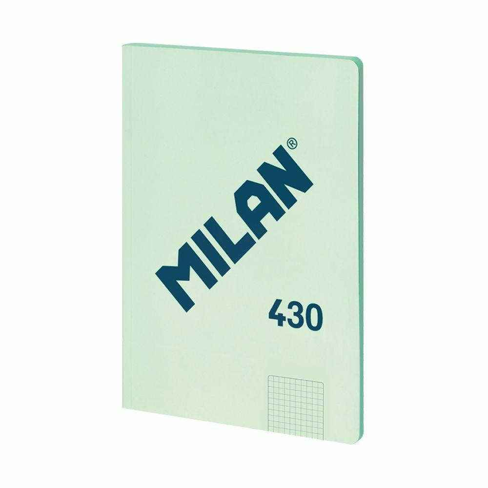 Milan Libreta Encolada Formato A4 Cuadricula 5x5mm - 48 Hojas De 95 Gr/M2 - Microperforado - Tapa Blanda - Color Verde