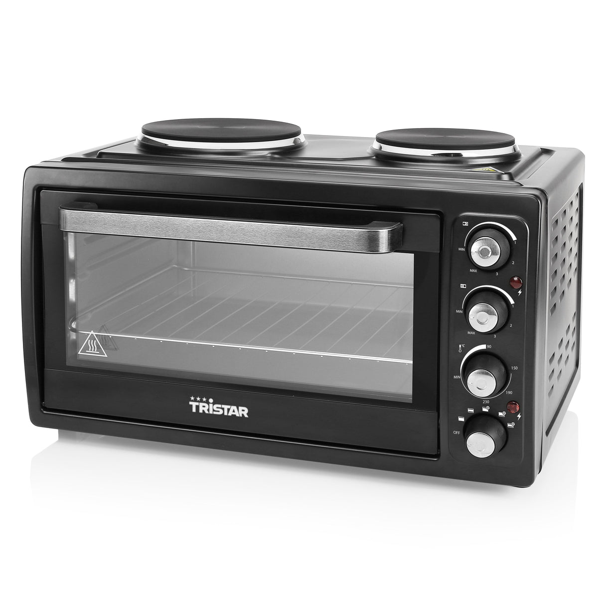 Mini Horno Con 2 Placas Eléctricas En La Parte Superior Tristar Ov-1443--38 L-3100 W-Función De Calor Del Ventilador-Negro