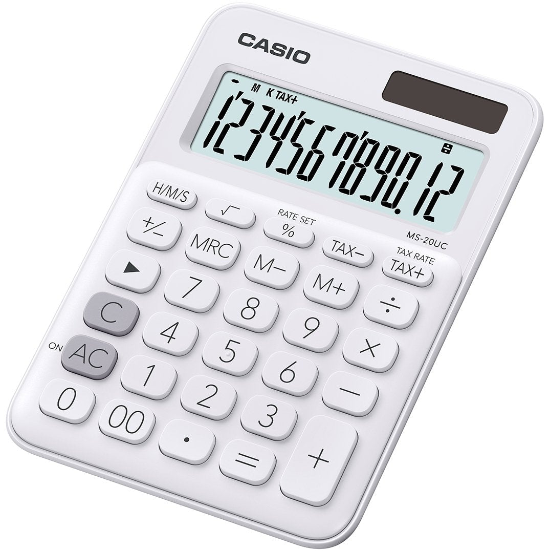 Casio Calculadora De Oficina Sobremesa Blanco 12 Dígitos Ms-20uc