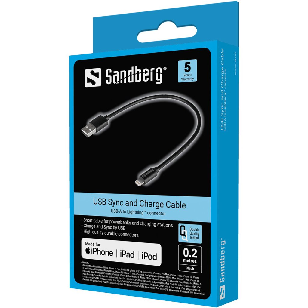 Sandberg Usb>Lightning Mfi 0.2m Black