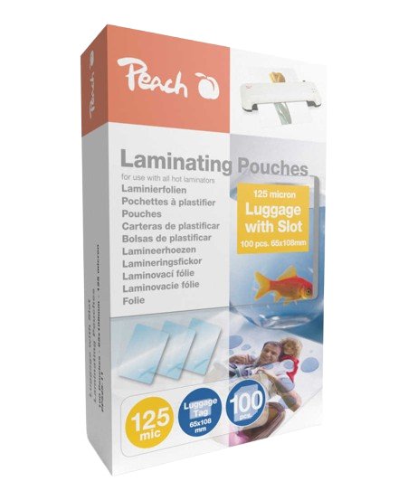 Peach Laminierfolien Luggage Tag W. Slot 65x108mm , 125mic