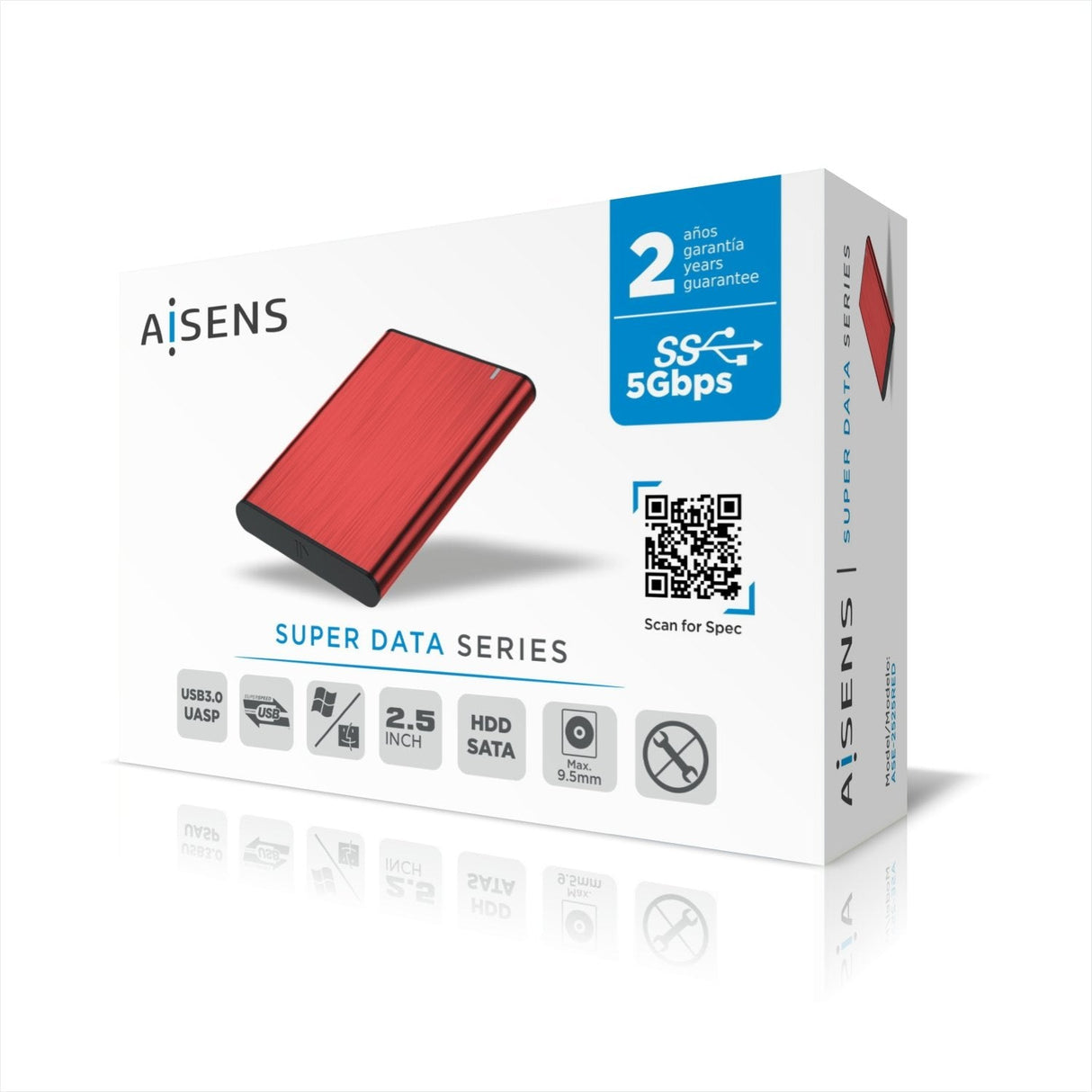 Aisens Caja Externa Para Disco Duro De 2.5' Usb 3.1 Ase-2525red