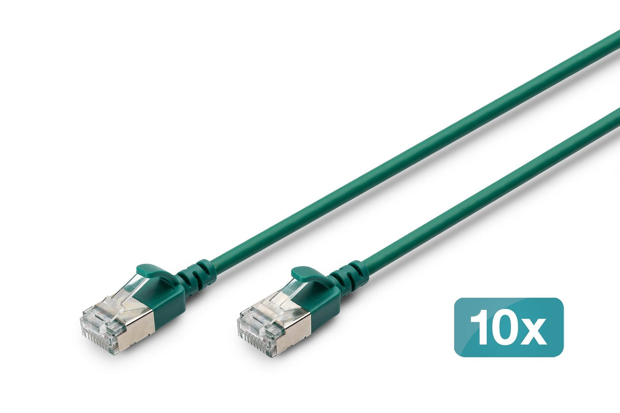 Digitus Cable De Red Cat 6a F/Ftp Slim 0,30m Verde 10 Unidades