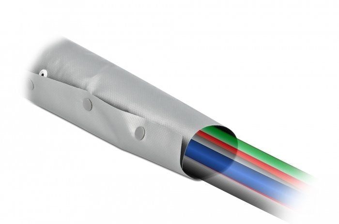 Delock Cableschutzschlauch Mit Knopfverschluss Hitzebeständig 2 M X 50 Mm Grau Schwarz