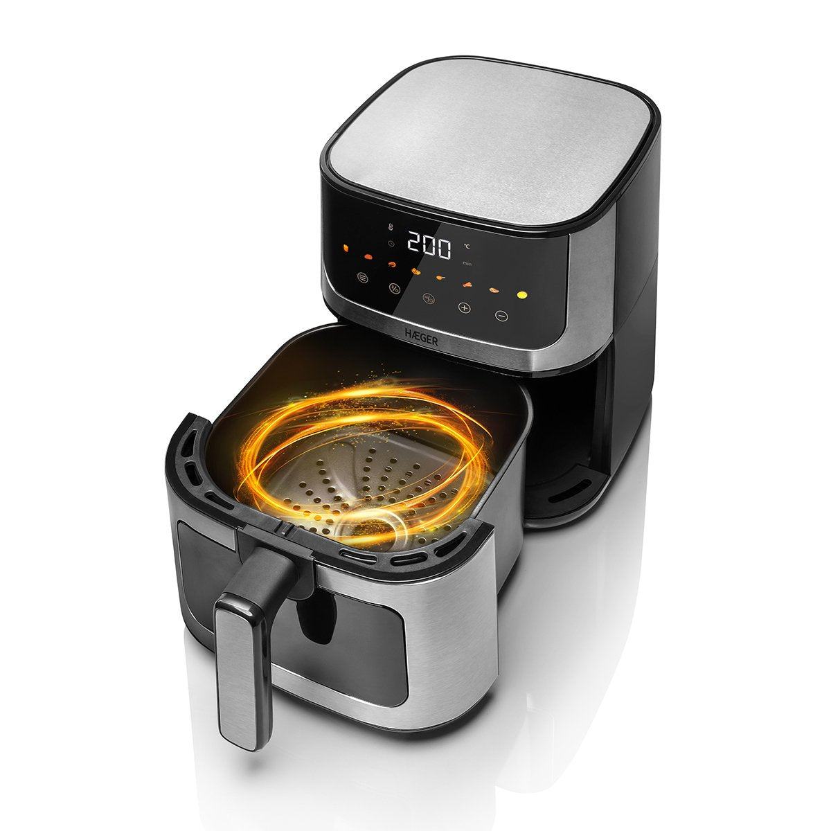 EAN 5608475032981 - Haeger AF-D47.005A freidora Sencillo 4,7 L Independiente 1200 W Freidora de aire caliente Negro, Plata imagen 3