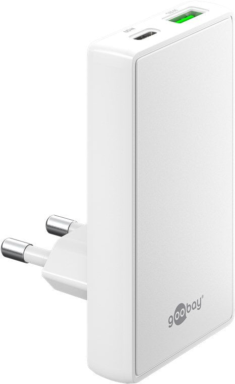 Cargador Rápido Goobay Usb-C/A Pd Gan 90° Dual (Blanco, 65 Watt) 75724