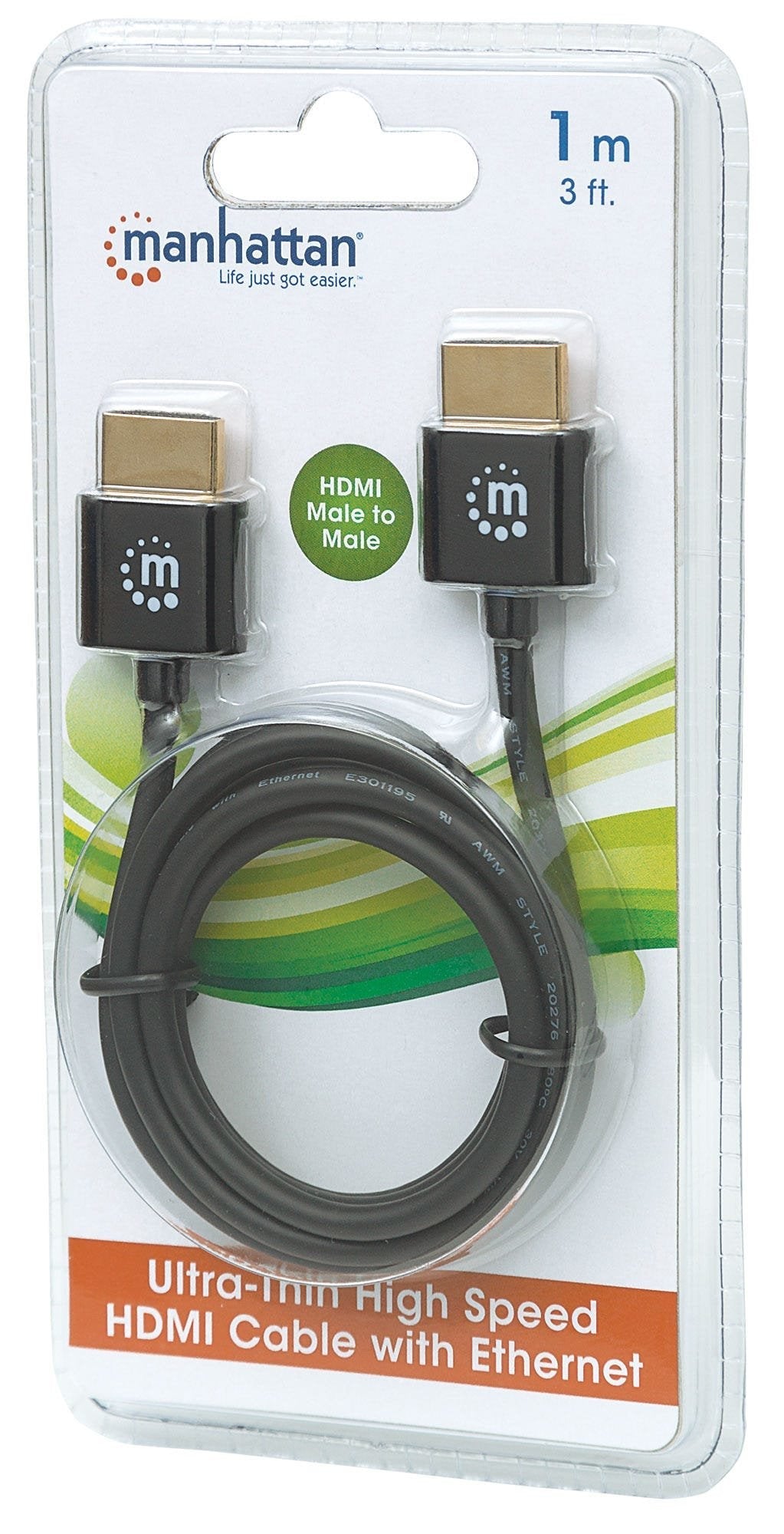 Manhattan Cable Hdmi Super Delgado De Alta Velocidad Con Ethernet1 M. Negro