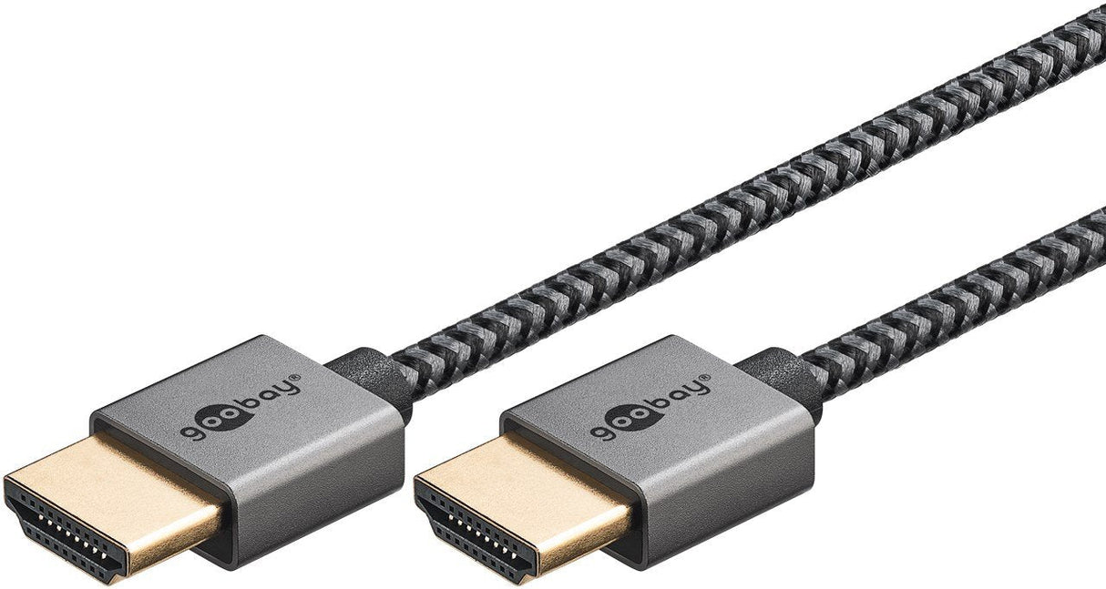 Goobay Plus Slim High-Speed-Hdmi-Cable Mit Ethernet, 4k @ 60hz (Gris, 2 Meter) 75753