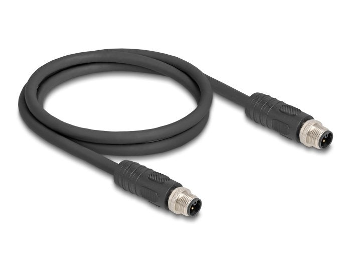 Delock M12 Cable L-Kodiert 4 Pin Stecker Zu Stecker Pur Schleppkettentauglich 2 M Schwarz