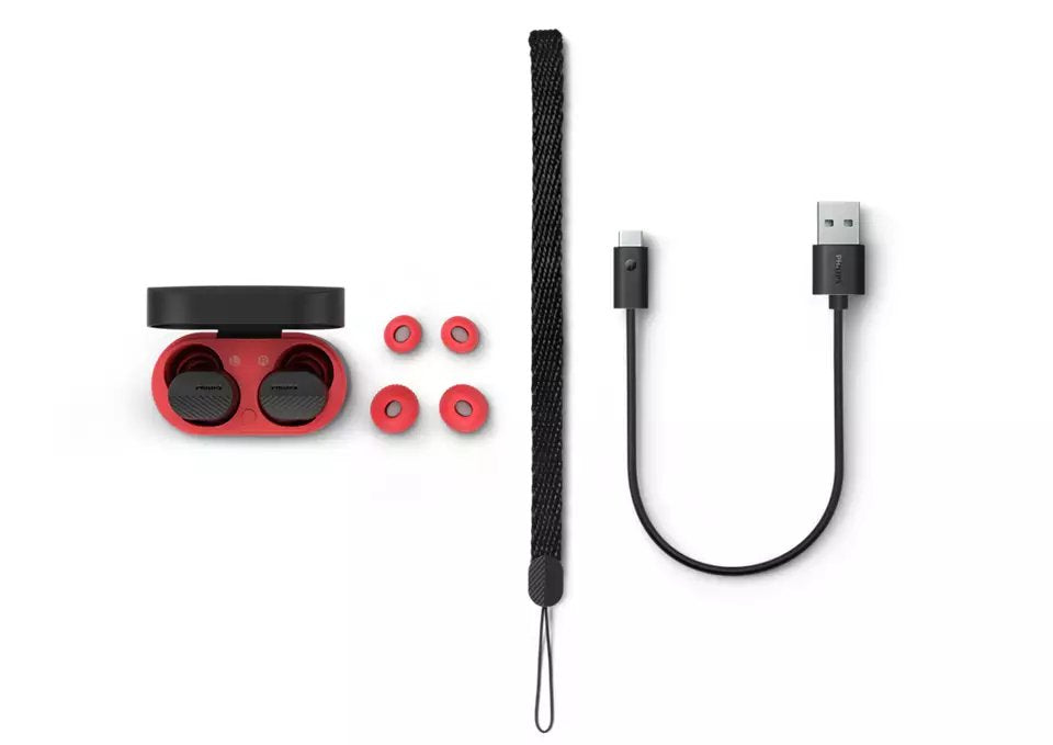 Auriculares Philips Taa5508bk/00 True Wireless Stereo (Tws) Dentro De Oído Llamadas/Música Bluetooth Negro, Rojo