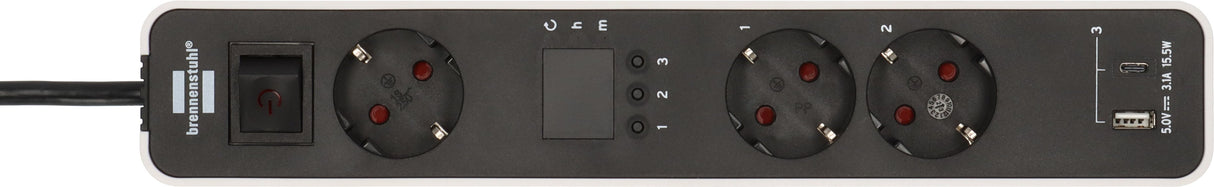 EAN 4007123686674 - Brennenstuhl 1153230026 base múltiple 1,5 m 3 salidas AC Interior Negro, Blanco imagen 3