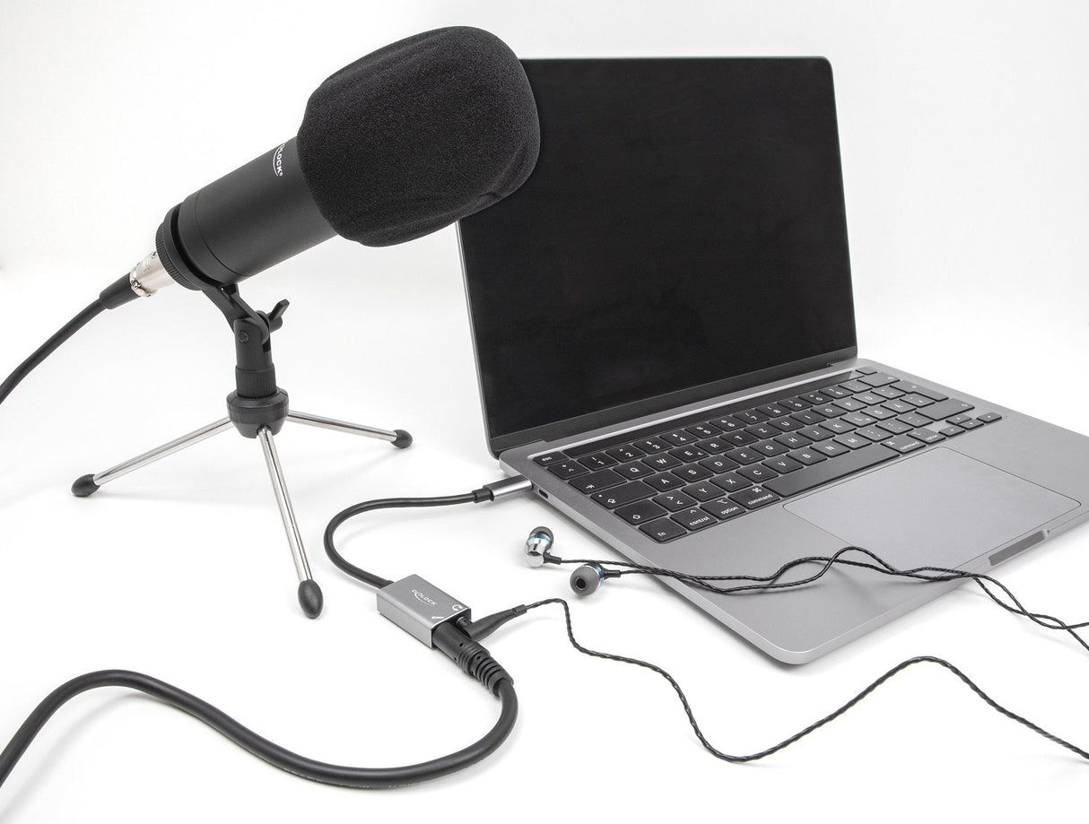 Delock Externe Usb Soundkarte Mit Type-C Stecker Auf 2 X 3.5mm Klinkenbuchse Plug & Play Audio Adapter