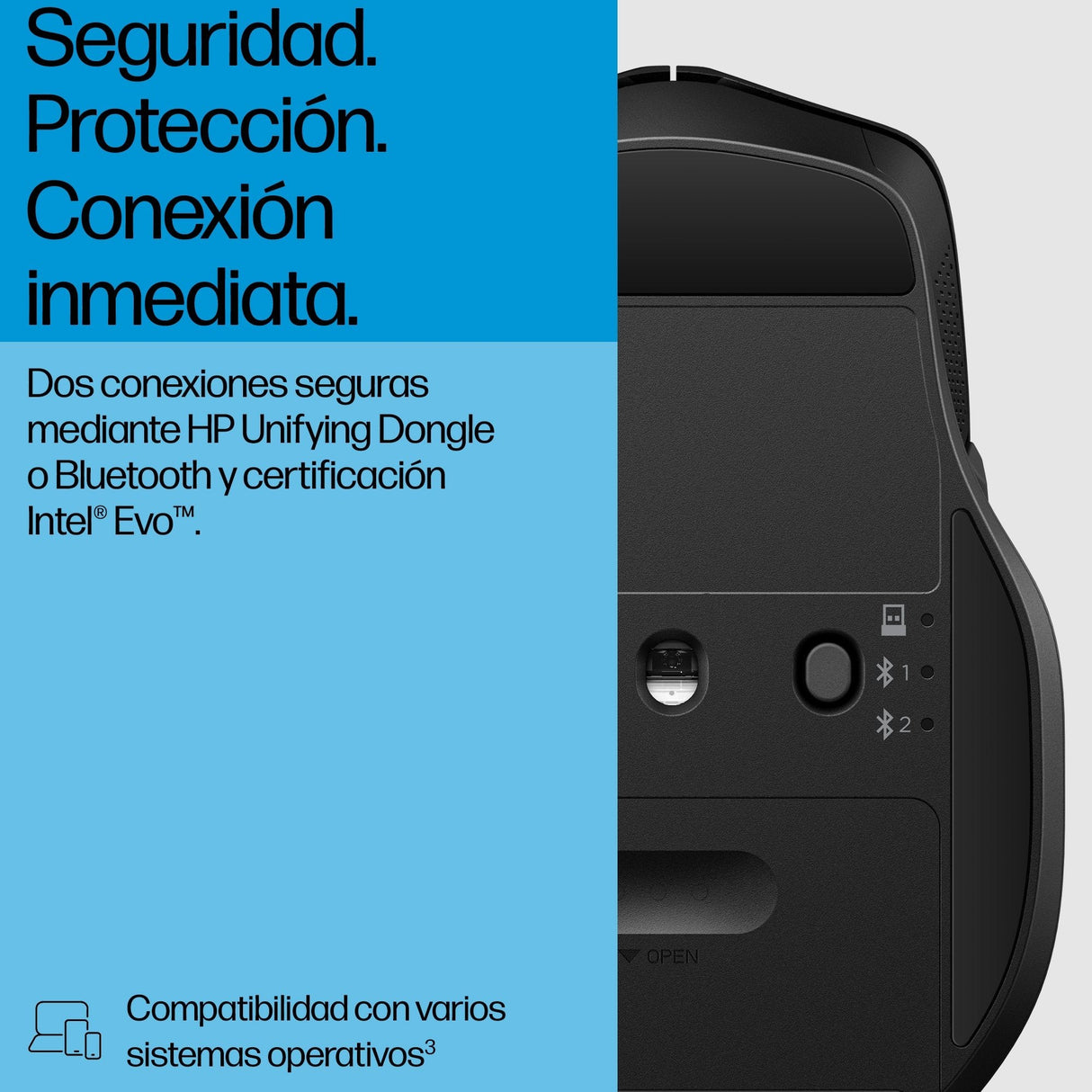 Ratón Inalámbrico Hp 685 Confort Dual Hasta 4000 Dpi Negro