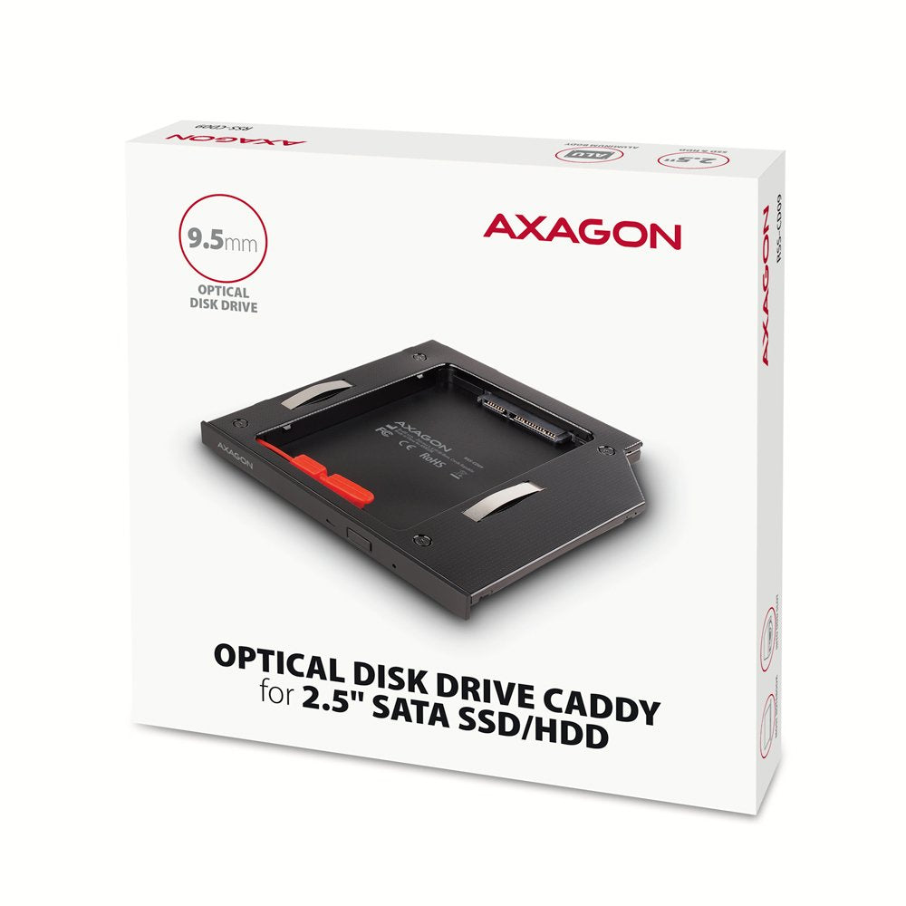 EAN 8595247906533 - Axagon RSS-CD09 2.5 SSD/HDD caddy into DVD slot 9.5 mm LED ALU tarjeta y adaptador de interfaz Interno SA imagen 9