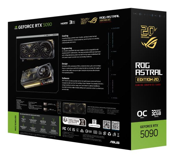 Tarjeta Gráfica Asus Rog Astral Geforce Rtx 5090 Edition 20 32gb Gddr7 Reflex 2 Rtx Ai Dlss4.5