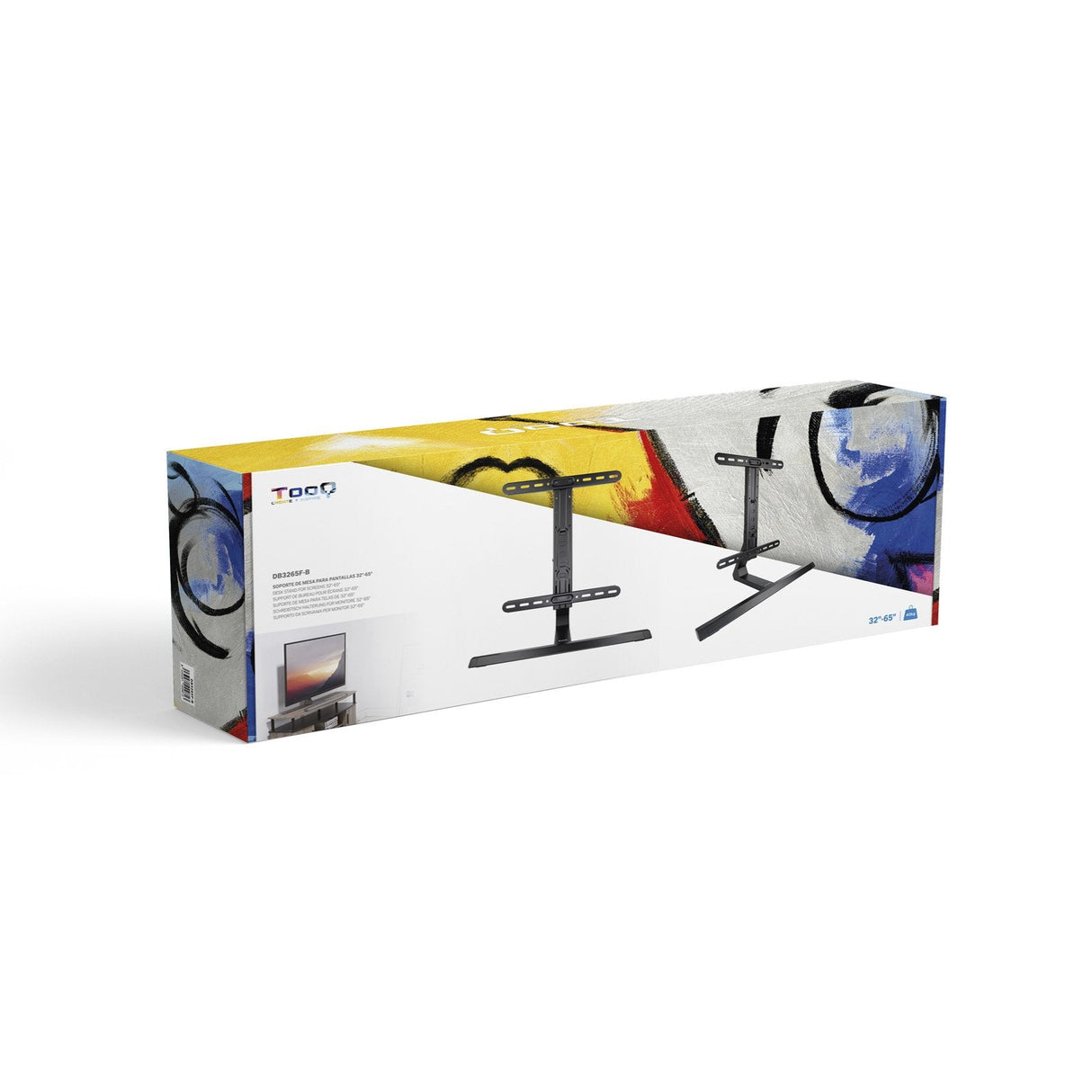 Tooq Soporte De Mesa Para Tv De 32"-65" - Gestion De Cables - Peso Max 40kg - Vesa 400x400mm - Fabricado En Aluminio -