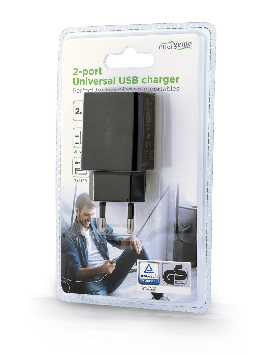 Energenie Eg-U2c2a-03-Bk Cargador 2 Puertos Usb 2.1a Negro
