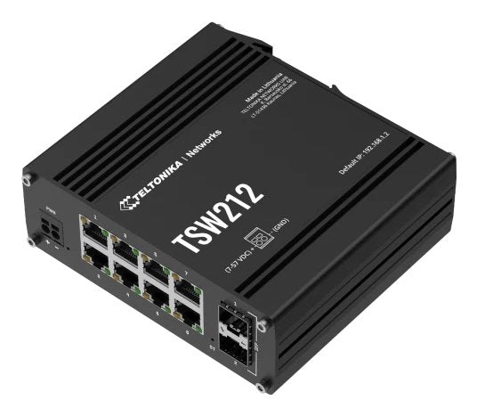 Teltonika · Switch · Tsw212 · 8 Port Gigabit Indumrial Managed Switch, 2 Sfp