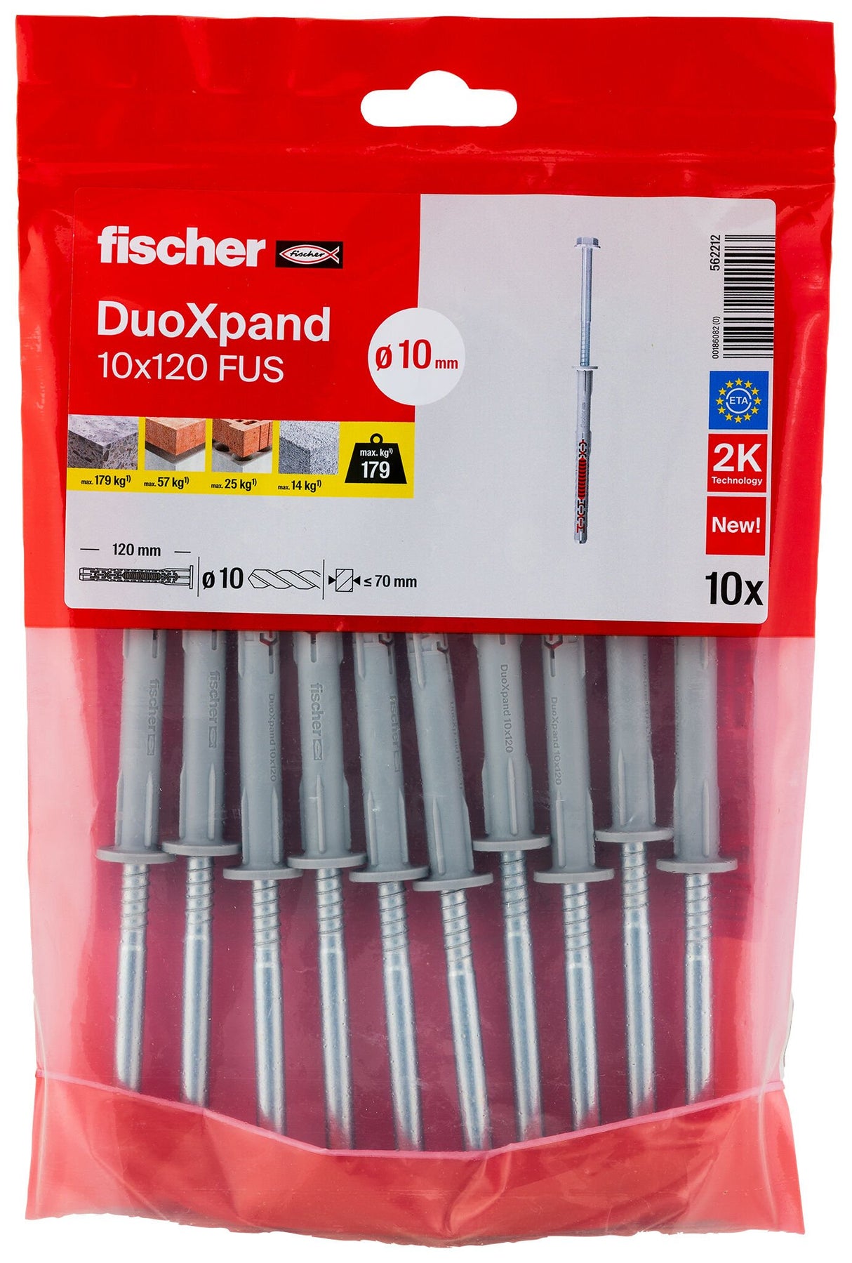 EAN 4048962442403 - Fischer 562212 tornillo de anclaje y taco 10 pieza(s) imagen 2