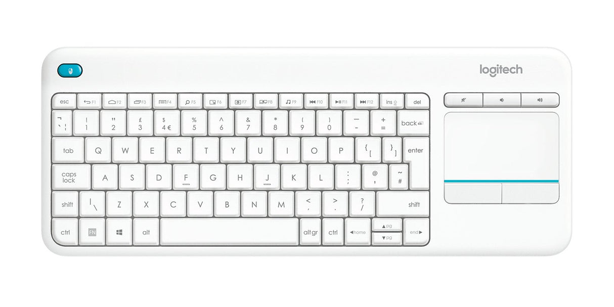 Teclado Inglés Logitech K400 Plus Tv Rf Inalámbrico Qwerty Blanco