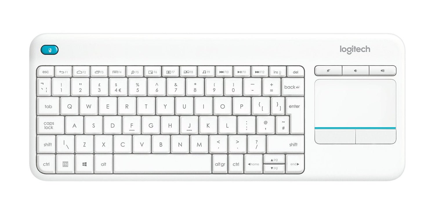 Teclado Inglés Logitech K400 Plus Tv Rf Inalámbrico Qwerty Blanco