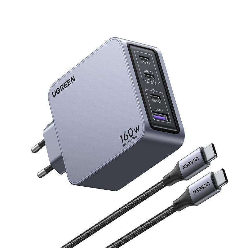EAN 6941876228775 - Ugreen Nexode Pro 160W GaN Charger with USB-C Cable Universal Negro, Gris Corriente alterna Carga rápida imagen 1