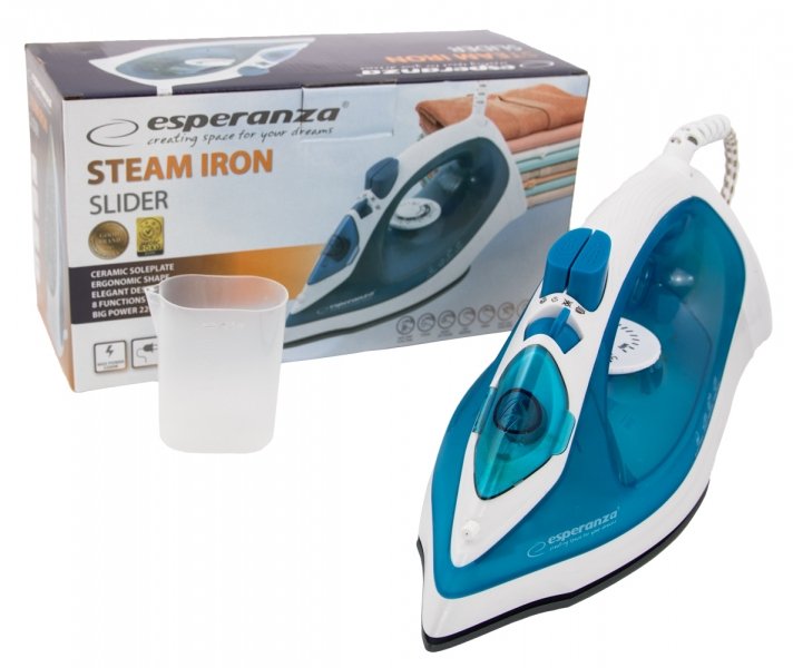 EAN 5901299932742 - Esperanza EHI002 plancha Plancha a vapor Suela de cerámica 2200 W Azul, Blanco imagen 10