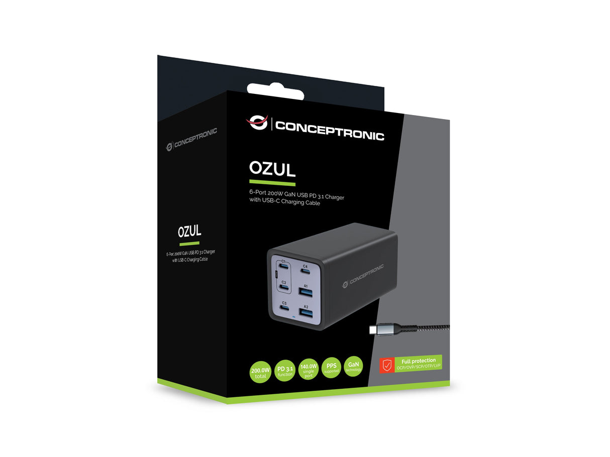 EAN 4015867236543 - Conceptronic OZUL06BE cargador de dispositivo móvil Universal Negro Corriente alterna Carga rápida Interi imagen 4