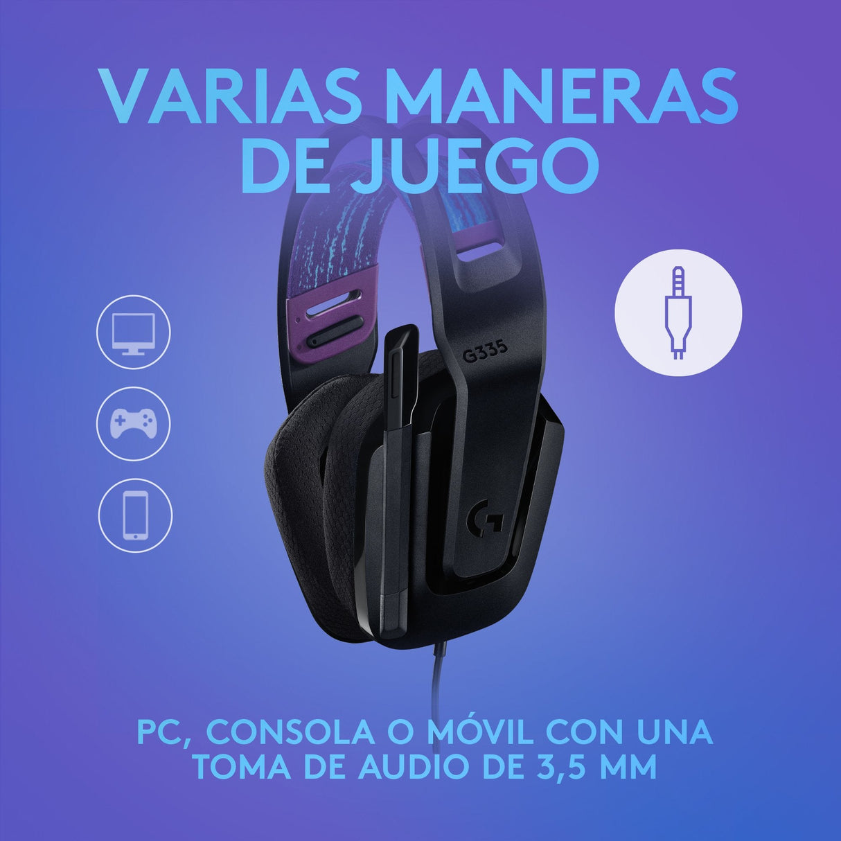 Auriculares Gaming Con Micrófono Logitech G335 Jack 3.5 Negros