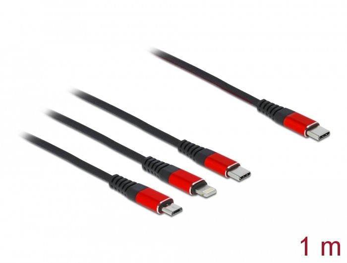 Delock Cable De Carga Usb 3 En 1 Usb Type-C A Lightning / Micro Usb / Usb Type-C 1 M